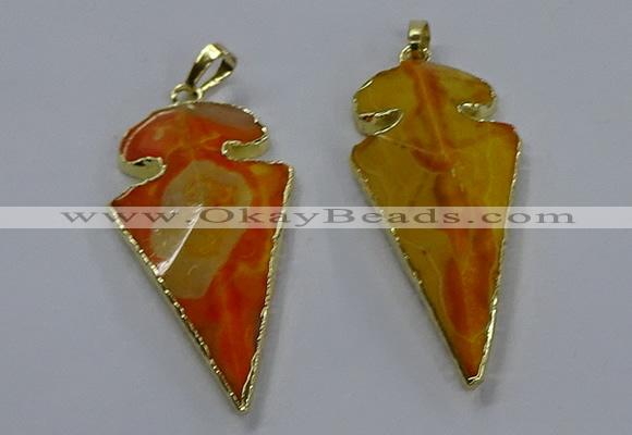 NGP3802 25*50mm - 28*55mm arrowhead agate gemstone pendants