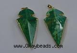 NGP3805 25*50mm - 28*55mm arrowhead agate gemstone pendants