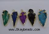 NGP3819 25*45mm - 30*60mm arrowhead dyed white crystal pendants