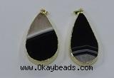 NGP3926 25*50mm - 30*55mm flat teardrop druzy agate pendants