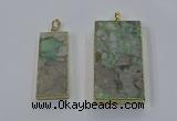 NGP3930 20*45mm - 30*60mm rectangle green gemstone pendants