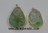 NGP3931 30*45mm - 40*60mm freeform green gemstone pendants