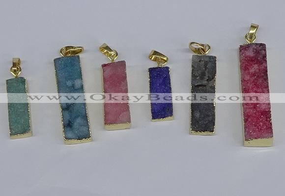 NGP3950 10*25mm - 12*45mm rectangle druzy agate pendants wholesale