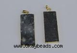 NGP3959 20*50mm - 25*45mm rectangle druzy agate gemstone pendants