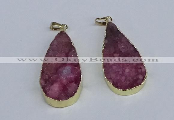 NGP3975 20*40mm - 25*50mm flat teardrop druzy agate pendants