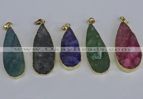 NGP3980 20*40mm - 25*50mm flat teardrop druzy agate pendants