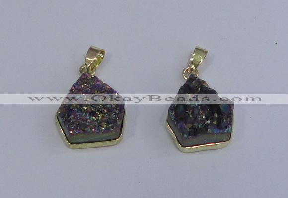 NGP4009 15*16mm freeform druzy quartz gemstone pendants