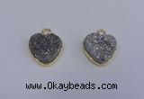 NGP4015 15*15mm heart druzy quartz gemstone pendants