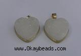 NGP4021 20*20mm heart druzy quartz gemstone pendants