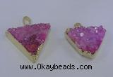 NGP4048 25*30mm – 30*35mm triangle druzy quartz pendants