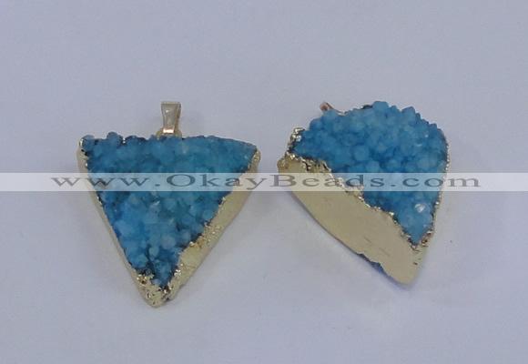 NGP4050 25*30mm – 30*35mm triangle druzy quartz pendants