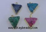 NGP4055 25*30mm – 30*35mm triangle druzy quartz pendants