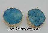 NGP4062 28mm – 30mm flat round druzy quartz pendants wholesale