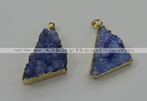 NGP4106 22*35mm - 24*40mm triangle druzy quartz pendants wholesale