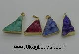 NGP4108 22*35mm - 24*40mm triangle druzy quartz pendants wholesale