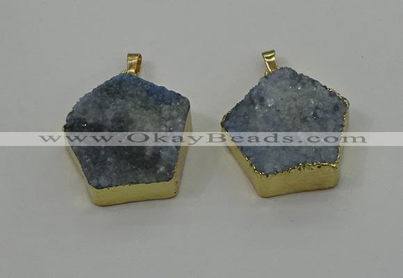 NGP4117 28*28mm - 30*30mm pentagon druzy quartz pendants wholesale