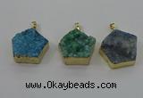 NGP4119 28*28mm - 30*30mm pentagon druzy quartz pendants wholesale