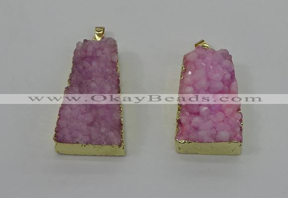 NGP4124 22*35mm - 24*40mm trapezoid druzy quartz pendants wholesale