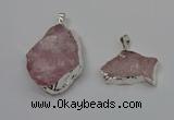 NGP4140 20*30mm - 35*45mm freeform rose quartz pendants wholesale