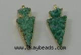 NGP4158 20*45mm - 22*48mm arrowhead druzy quartz pendants