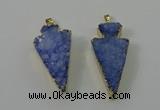 NGP4159 20*45mm - 22*48mm arrowhead druzy quartz pendants