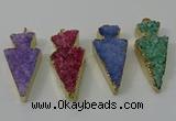 NGP4160 20*45mm - 22*48mm arrowhead druzy quartz pendants