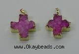 NGP4165 30*32mm cross druzy quartz pendants wholesale