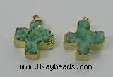 NGP4167 30*32mm cross druzy quartz pendants wholesale