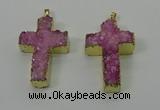 NGP4175 30*48mm - 32*50mm cross druzy quartz pendants wholesale