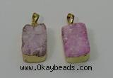 NGP4224 16*25mm - 18*25mm rectangle druzy quartz pendants wholesale