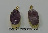 NGP4242 18*35mm oval druzy amethyst pendants wholesale