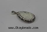 NGP4266 14*23mm flat teardrop plated quartz pendants wholesale