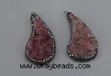 NGP4307 20*40mm - 25*50mm wing-shaped druzy quartz pendants