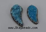 NGP4317 20*40mm - 25*50mm wing-shaped druzy quartz pendants