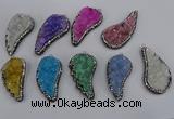 NGP4321 20*40mm - 25*50mm wing-shaped druzy quartz pendants