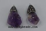 NGP4327 18*35mm - 20*40mm nuggets druzy amethyst pendants