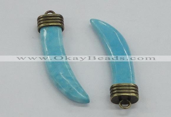 NGP4516 12*50mm - 12*55mm horn blue turquoise pendants wholesale