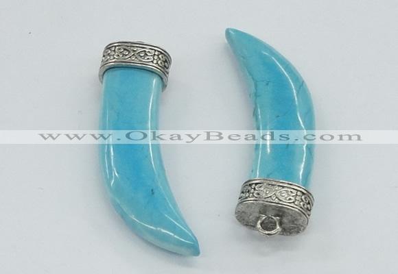 NGP4525 15*55mm - 15*60mm horn blue turquoise pendants wholesale