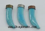 NGP4528 15*55mm - 15*60mm horn blue turquoise pendants wholesale