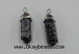 NGP5021 8*30mm sticks snowflake obsidian pendants wholesale