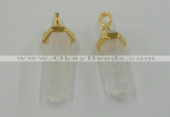 NGP5026 8*30mm sticks white crystal gemstone pendants wholesale