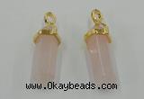 NGP5027 8*30mm sticks rose quartz gemstone pendants wholesale