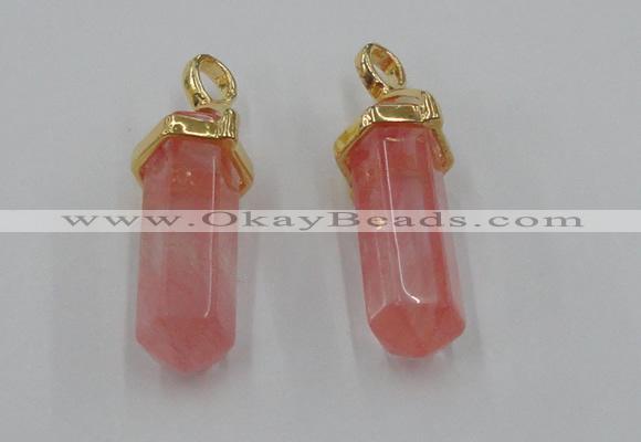 NGP5028 8*30mm sticks cherry quartz gemstone pendants wholesale