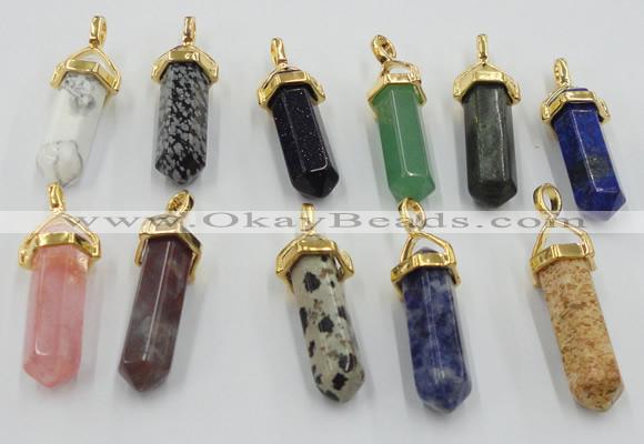 NGP5048 8*30mm sticks mixed gemstone pendants wholesale