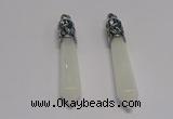 NGP5414 10*65mm sticks white jade gemstone pendants wholesale