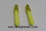 NGP5444 10*65mm sticks lemon jade gemstone pendants wholesale