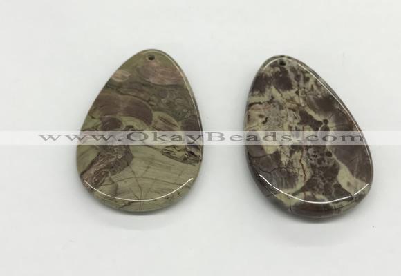 NGP5502 35*55mm flat teardrop rainforest agate pendants wholesale