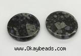 NGP5528 50mm flat round grey opal gemstone pendants