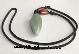 NGP5584 Green aventurine teardrop pendant with nylon cord necklace