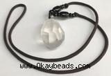 NGP5586 White crystal nugget pendant with nylon cord necklace